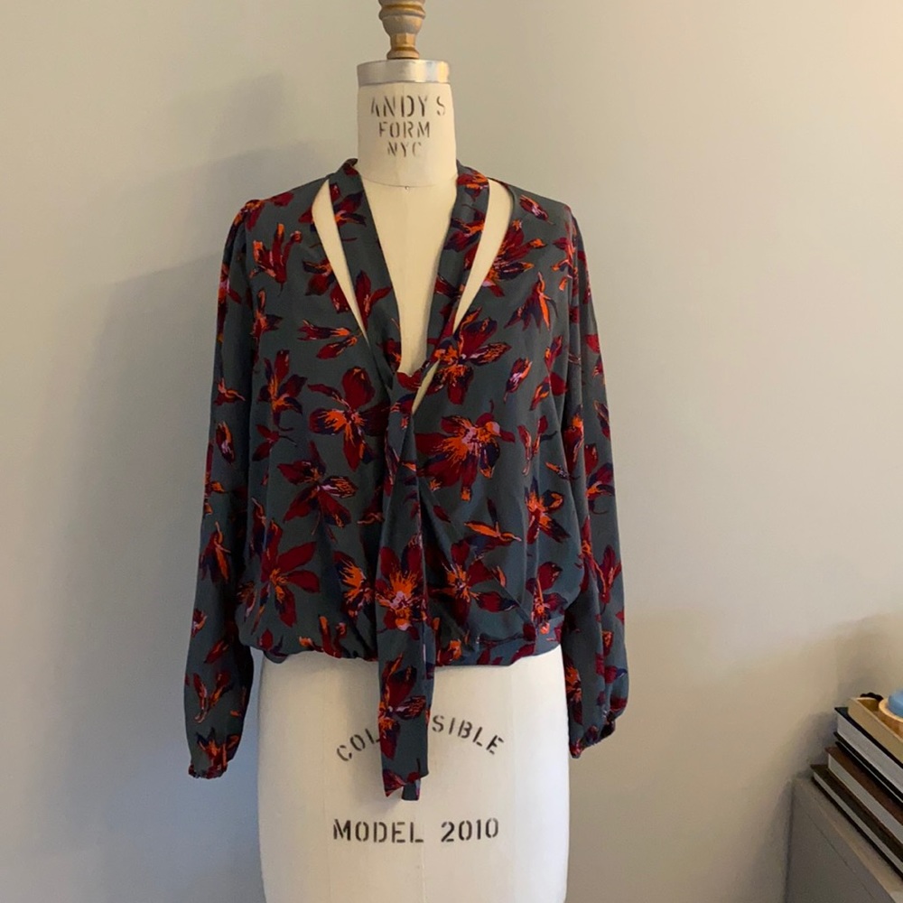 Madewell silk top with elastic waist.
